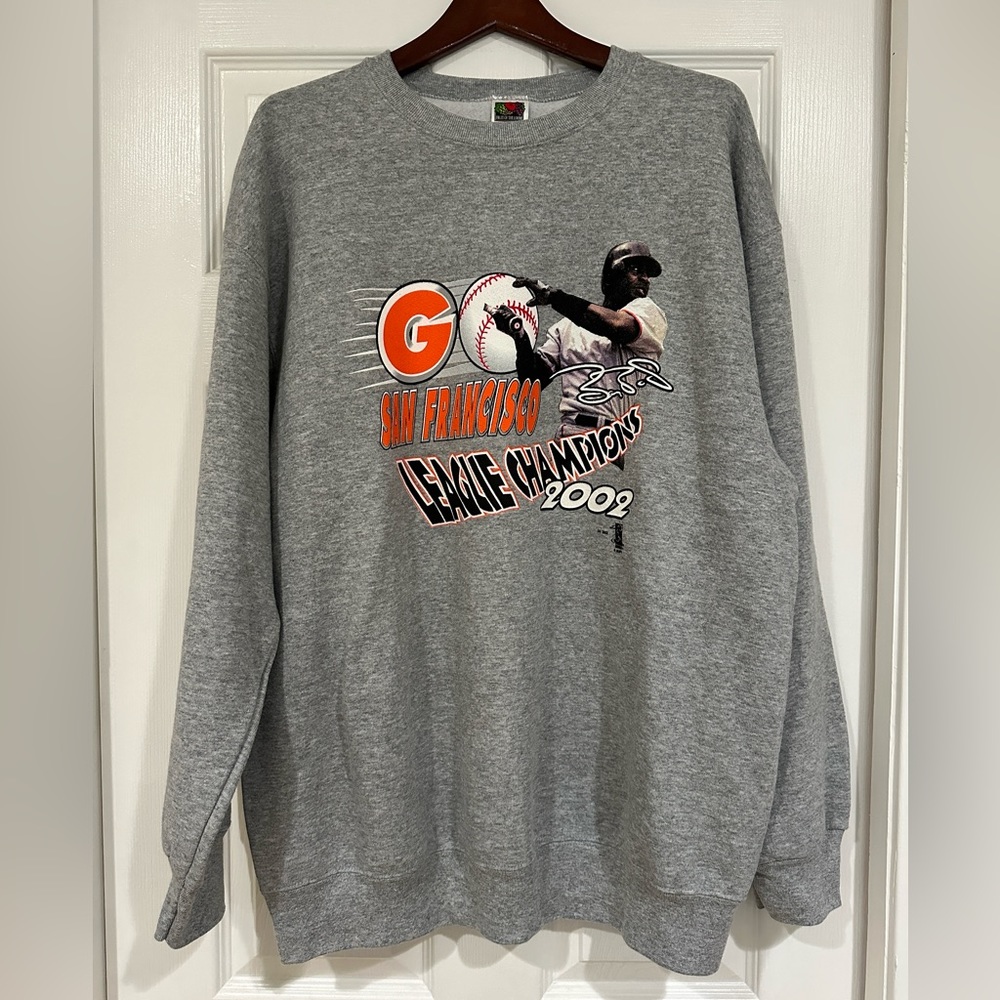 San Francisco Giants 2002 League Champions Barry Bonds Crewneck - XL - Grey